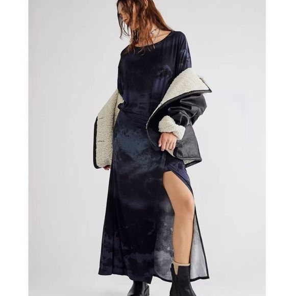 NEW Free People Alyssa Wrap Maxi Dress blue night sky Combo size XS,S, M,L - Picture 4 of 14